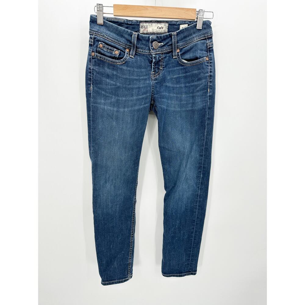 BKE Denim Kate Straight Leg Dark Wash Blue Jeans Womens Size 25 x 29.5 Short